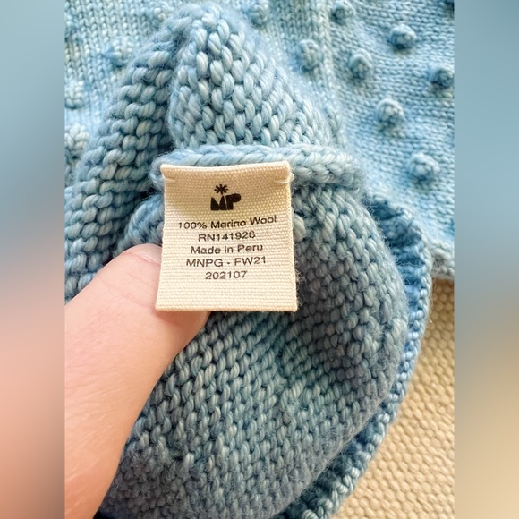 Misha & Puff Faded Blue Denim Lake Popcorn Sweater Pullover Mock Neck Wool 5T - Picture 5 of 8